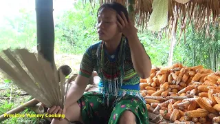Primitive Farm - Girl Harvests Corn By Hand - Native Guy Survival Vs Girl In The Forest