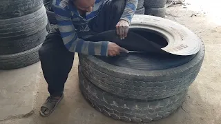 Manual Tire Cutting Method|Hard Skill||Tire cutting with simple toles|| #Tirecuttingskill#onlyskill