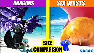 How To Train Your Dragon and Sea Beasts Size Comparison | SPORE