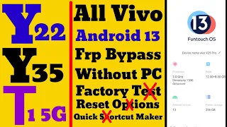 World Fast Update Vivo Y22/Y35/T1 5G Frp Bypass Android 13 Without Pc | All Vivo Android 13 Frp 2023