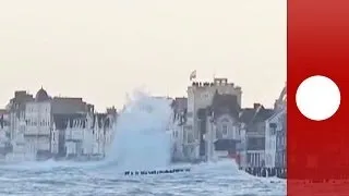 Waves flood streets as ocean's wrath hits Saint-Malo coastline in France