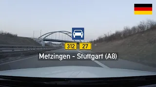 Driving in Germany: Bundesstraße B312 & B27 from Metzingen to Stuttgart (A8)