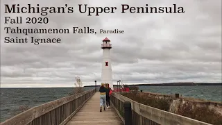 Fall colors at Tahquamenon Falls & Saint Ignace || travel vlog