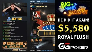 HE DID IT AGAIN! Another Royal Flush $5K Poker Jackpot for Jektiss - GGPoker