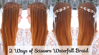 Scissors Waterfall Braid in 2 ways | Easy Hairstyles for Beginners