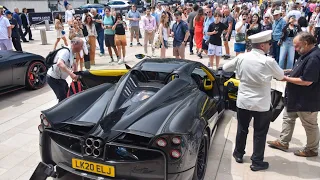 Supercars in Monaco 2024 - PAGANI Huayra Roadster Arriving Monaco Casino (People go crazy!!)