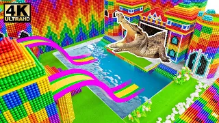 How I Build Million Dollars Tunnel Water Slide Park into Swimming Pool House Underground - MW