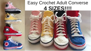 Easy Crochet Adult Converse. 4 SIZES!!!!