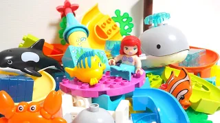 Satisfying Building Blocks Marble Run ASMR Coasters with popular characters Little Mermaid Cars