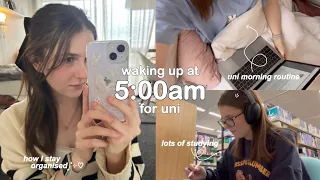 Waking Up At 5:00am For Uni: how I stay organised, cramming lectures & uni morning routine ⊹ ࣪ ˖