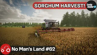 Harvesting Sorghum, Sowing Barley & Removing Weeds - No Man's Land #62 FS22 Timelapse