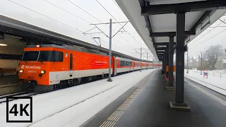 A Snow Day in Switzerland | walking at Engelberg train station 4K ❄️