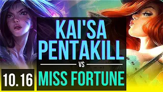 KAI'SA & Leona vs MISS FORTUNE & Sett (ADC) | Pentakill, Quadrakill | EUW Diamond | v10.16