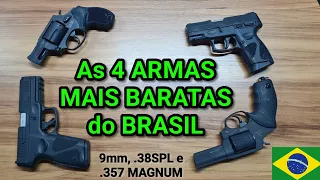 As 4 Armas Curtas MAIS BARATAS do Brasil hoje! 9mm vs 357 Magnum e 38