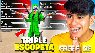 EL RETO DE LA TRIPLE ESCOPETA😨 EN FREE FIRE !! KreckGamer