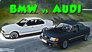 BMW e34 против AUDI 100 НА БЕЗДОРОЖЬЕ   SpinTires