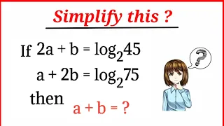 Find a+b=?/Logarithm Beautiful Problem/Can you solve this ?