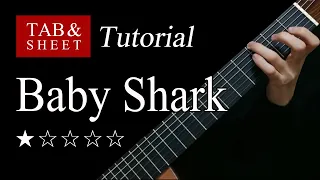 Baby Shark -  Fingerstyle Tutorial + TAB