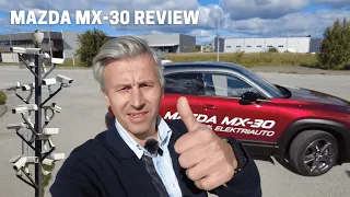 Mazda MX-30 electric car review (engine roar from loudspeakers) & driving through Tallinn Airport