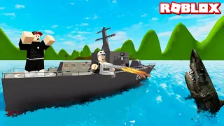 Savaş Gemisi Aldık!! Köpek Balığı Peşimizde - Panda ile Roblox SharkBite