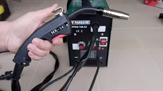 Parkside    MIG MAG welding machine flux cored wire welder PFDS 120 A2 LIDL Unboxing and TEST PART 1