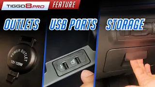 Power Outlets, USB Ports and Storage Spaces (Chery Tiggo 8 Pro 1.6T 2022)