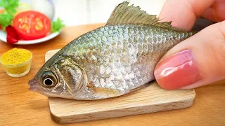 Catch and Cook Tiny Fish in Miniature Kitchen   AMAZING Fish Trap with Watermelon