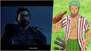 Jin Sakai & Roronoa Zoro Japanese voice comparison (Kazuya Nakai) - Ghost of Tsushima