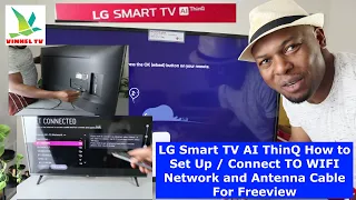 LG Smart TV AI ThinQ How to Set Up / Connect TO WIFI Network and Antenna Cable For Freeview