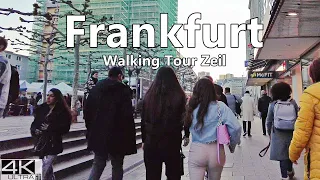 Walking in Frankfurt Zeil Shopping Street Germany 2022 | 4K Virtual City Walk Tour