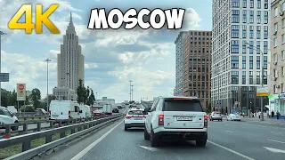 [4K] Moscow traffic jams. Walk by car 🚗. Beautiful buildings and city sounds | Russia 🇷🇺