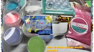 How to Make Colored Acrylic Powder Using Mica powder & Chalks| Acrylic Powders for Beginners |