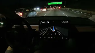 🌙🚗 Tesla FSD Beta Night Drive: Vancouver to Coquitlam | Model Y | Version 11.4.4