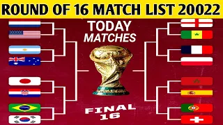 FIFA WORLD CUP 2022 ROUND OF 16 ALL MATCHES LIST | FIFA World Cup round of 16 match list time date