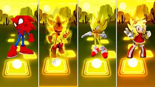 Spider Sonic vs Super Shadow Sonic vs Super Sonic vs Super Amy Rose | Sonic Team Tiles Hop