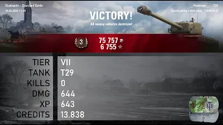 [1108] T29 / 0 kills / 644 dmg / 643 xp / 13.838 credits || World of Tanks