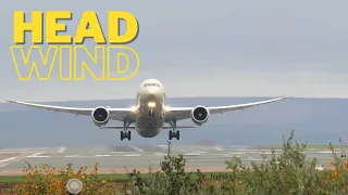 Landing in strong head winds Etihad Boeing 787-9 Dreamliner