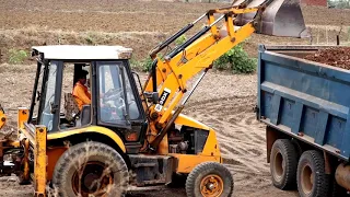 Kirlosker JCB Backhoe and Tata 2518 Hyva Working For Home Construction