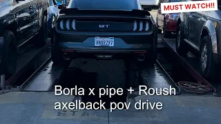 Mustang gt with borla x pipe and roush axel back POV drive *Crazy Loud*