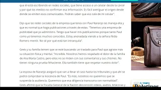 Amenazas de Nidia Romero contra familia de Paul Naranjo