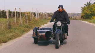 A motorcycle enthusiast from Denmark rides a Dnepr K750 in Moldova, where he wants to live