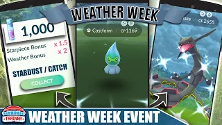 SHINY RAINY CASTFORM! *WEATHER WEEK* EVENT TOP TIPS - WEATHER BOOSTED STARDUST | Pokémon GO