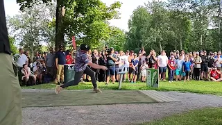 Kevin Jones - slow motion Disc Golf forehand drive - European Open 2022 - Round 4 - Hole 2