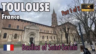 TOULOUSE, France 🇫🇷 - WALKING Tour (1080p Full HD) - Heading to BASILICA SAINT-SERNIN - UNESCO Site