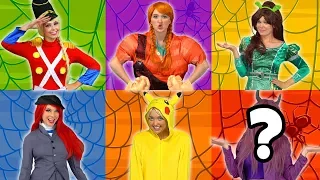 DISNEY PRINCESSES GUESS  HALLOWEEN COSTUMES (Parody with Ariel, Rapunzel, Belle, Elsa & Anna)