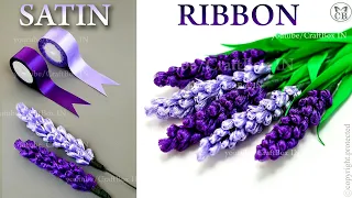 DIY Satin Ribbon reeds flowers | How to make ribbon crafts | SATIN LAVENDER FLOWER