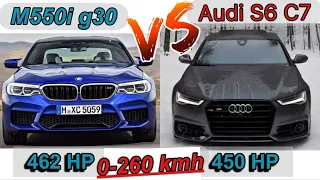 BMW M550i vs Audi S6 | 462 HP vs 450 HP | 0-260 km/h