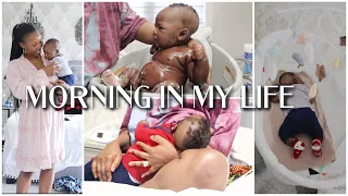 MOM & BABY REALISTIC MORNING ROUTINE *9 WEEK OLD BABY* NEWBORN MORNING ROUTINE@abiscookingg