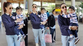 Kareena Kapoor with son Jay spotted at Mumbai airport ✈️❤️🧑‍🍼