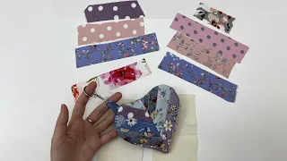 Sewing patchwork idea. Cute heart-shaped wallet made from leftover fabric.